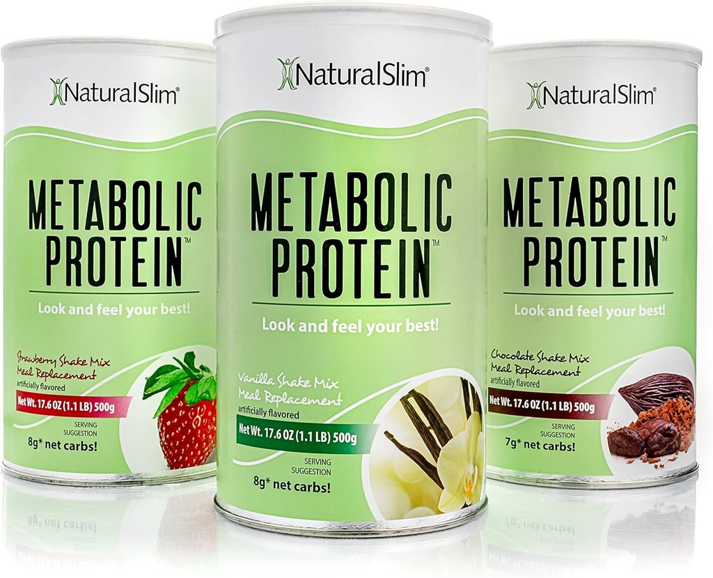 NaturalSlim Variety Treats – All Flavors of Metabolic Whey Protein Powder (Chocolate, Vanilla & Strawberry) - Low Carb Meal Replacement, Smoothie Mix, Protein Shake | Formulated by Frank Suarez