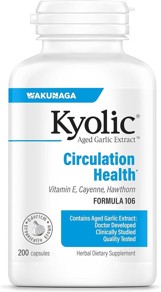 Kyolic Aged Garlic Extract Formula 106, Circulation Health*, 200 Capsules.