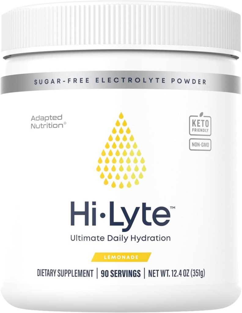 Hi-Lyte Electrolyte Powder, Daily Hydration Supplement Drink Mix, 90 Servings | Sugar-Free, 0 Calories, 0 Carbs | No Maltodextrin. Gluten-Free | Supports Keto | Light Refreshing Flavor (Lemonade)