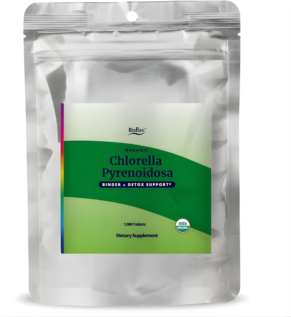 BioPure Chlorella Pyrenoidosa – 100% Organic, Cracked-Cell Wall, Nutraceutical Superfood Packed with Proteins, Vitamins, Minerals & Amino Acids That Supports Metabolism, Detox & Immunity 1000 Tablets