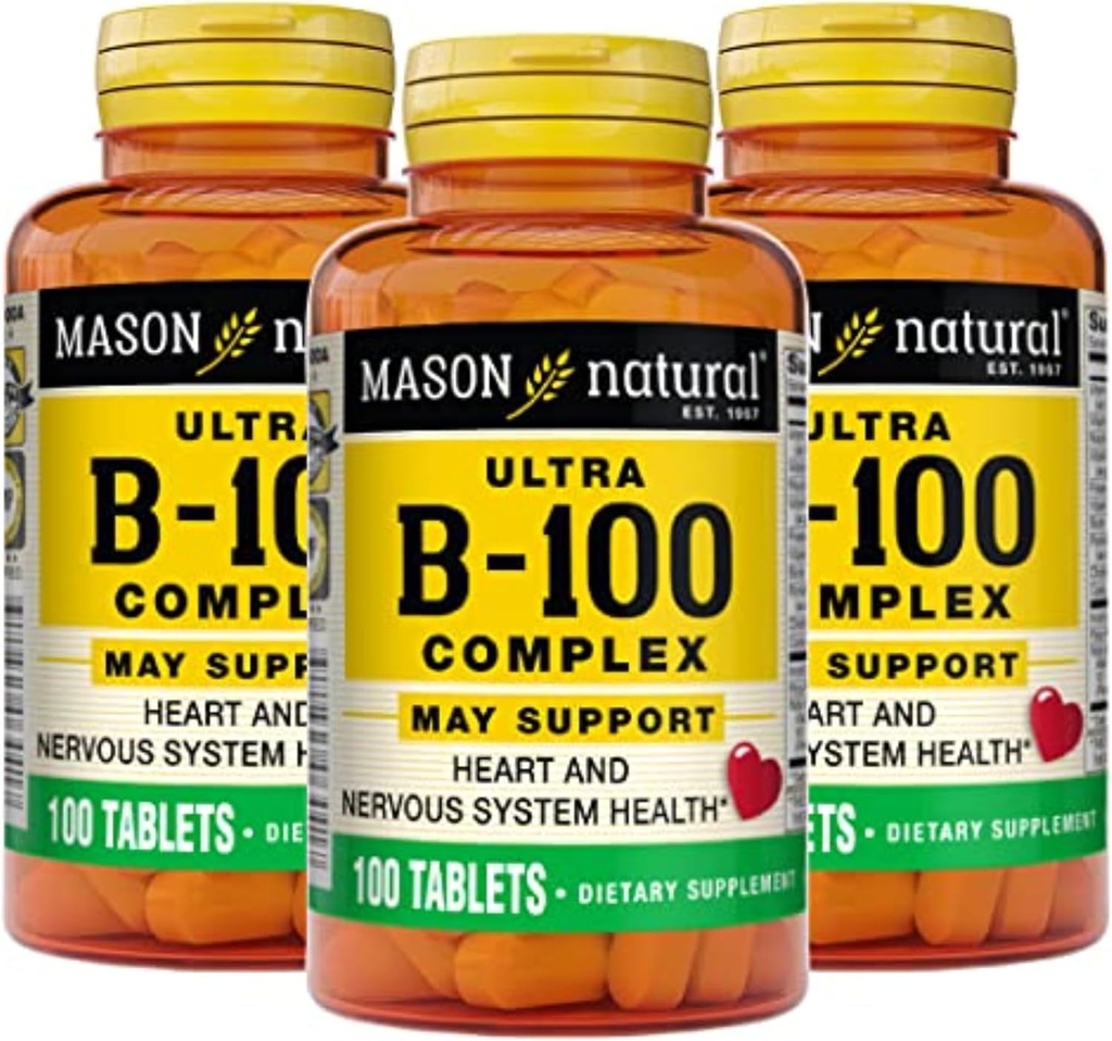 MASON NATURAL Ultra B,100 Complex, 300,Day Supply, for Normal Immune Support and Energy Metabolism, 3 Pack