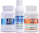 Relaxium Sleep Aid 60 Capsule + Flexium Fast Acting Joint Support 60 Capsule + Flexium Instant Spray for Pain, Max Strength with 10.5% Menthol & CurcuTame 90 ml (Family Pack Sleep & Joint Bundle)