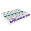 EZY DOSE Weekly (7-Day) Pill Organizer, Vitamin Container, and Daily Medicine Planner, 2X-Large Push Button Compartments, Arthritis Friendly, Easy to Use, 4 Times a Day, Clear Lids, BPA Free