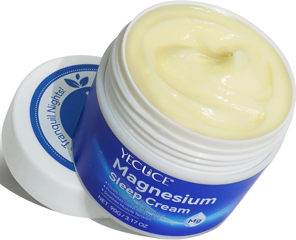 Magnesium Cream for Sleep - Pure Premium Magnesium Oil for Feet with Vitamin E, Magnesium Lotion for Body, and Almond Oil for Muscle Soreness, Safe for Kids
