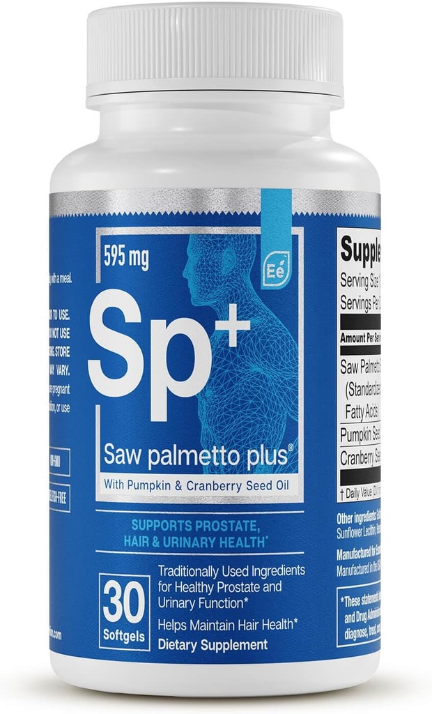 Saw Palmetto Plus - Prostate Health Supplement for Men with Pumpkin and Cranberry Seed Oil | Supports Bladder and Urinary Health by Essential Elements - 60 Softgels