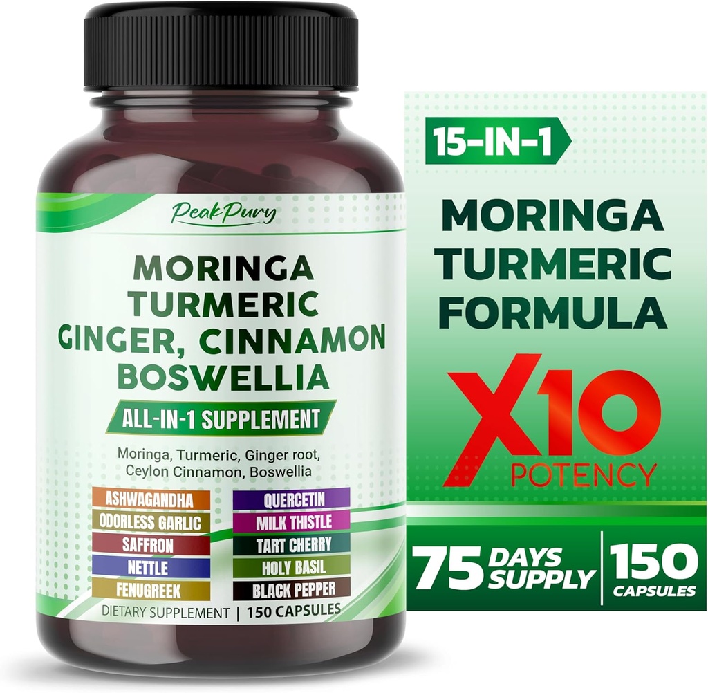 Moringa, Turmeric, Ginger Root, Ceylon Cinnamon, Boswellia