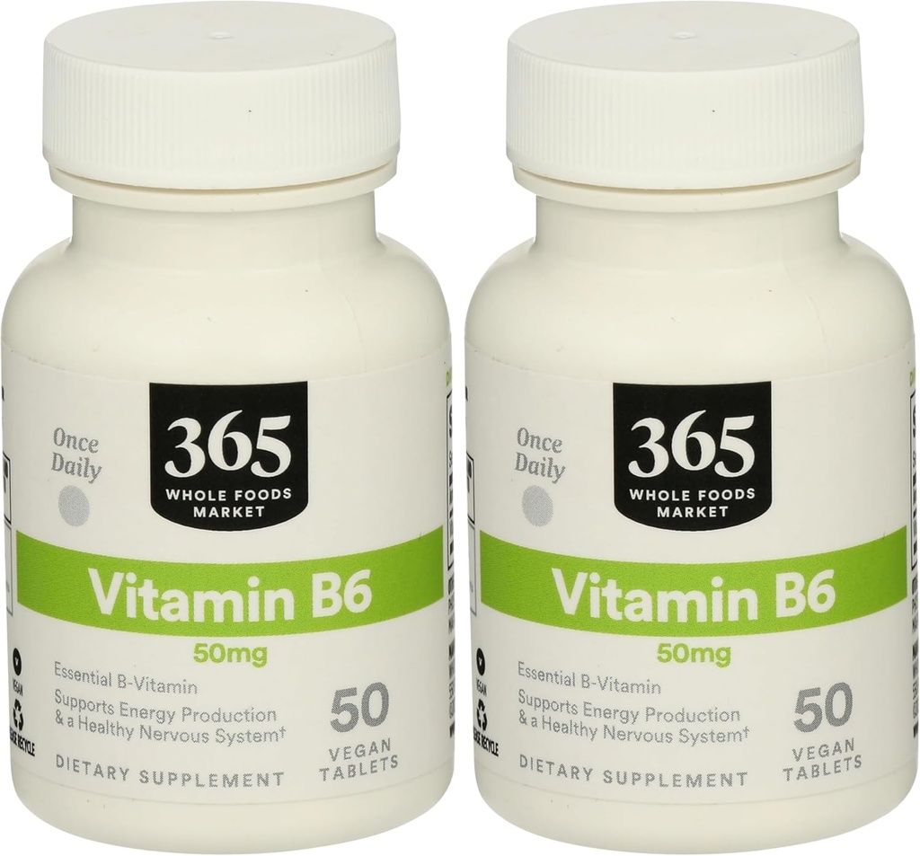 365 by Whole Foods Market, Vitamin B6 50Mg, 50 Count (Pack of 2)