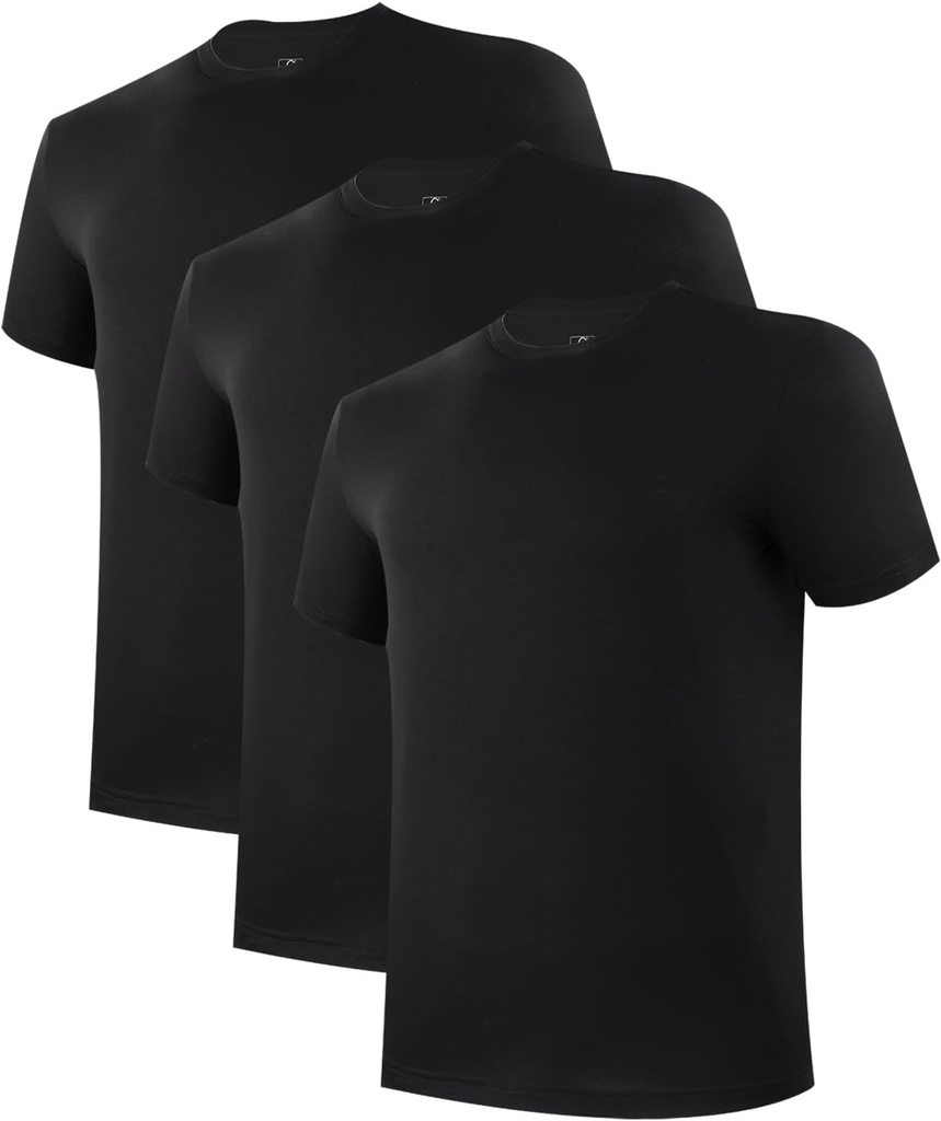 BAMBOO COOL Men's Undershirt Moisture-Wicking T-Shirts Stretch Crewneck Soft Tees for Men,3 Pack