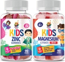 Magnesium Gummies for Kids & Adults - 500mg & Zinc Gummies for Kids & Adults - Zinc Chewable Gummy for Immune Support - Powerful Natural Antioxidant Non-GMO Supplement for Children Men Woman Adults.
