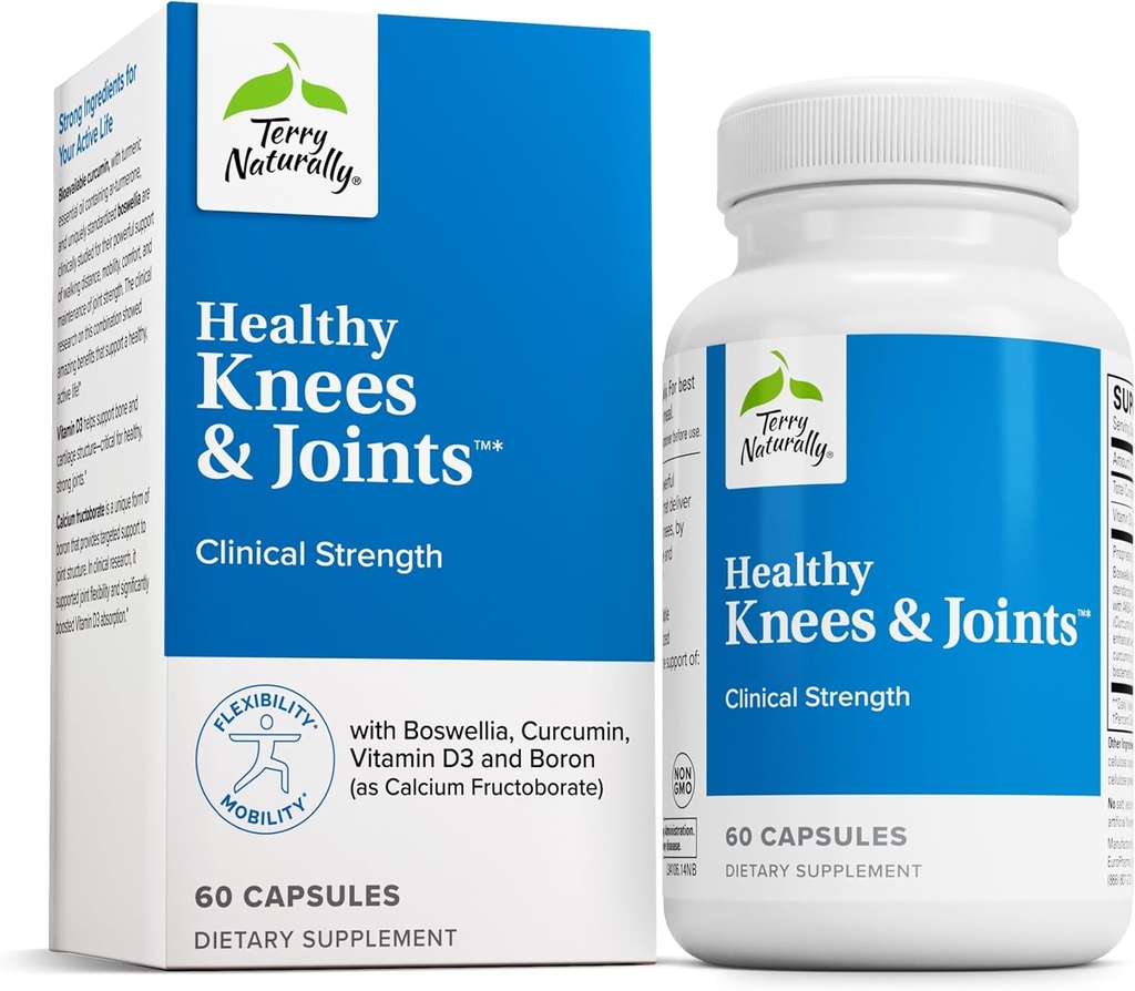 Terry Naturally Healthy Knees & Joints - Dietary Supplement to Support Bone Health & Joint Flexibility - Healthy Knee & Hip Aid with Calcium Fructoborate - 60 Capsules