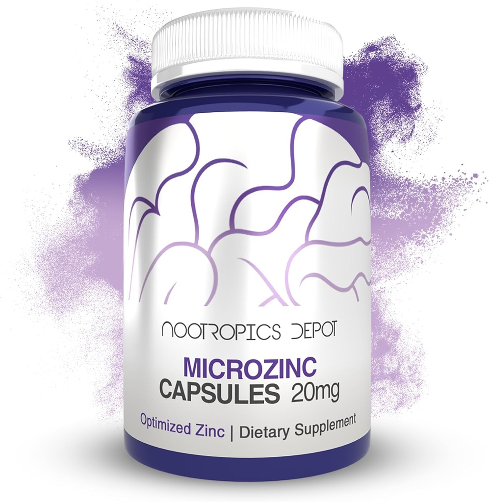Nootropics Depot MicroZinc Capsules | 20mg | Optimized Zinc Supplement | 90 Count