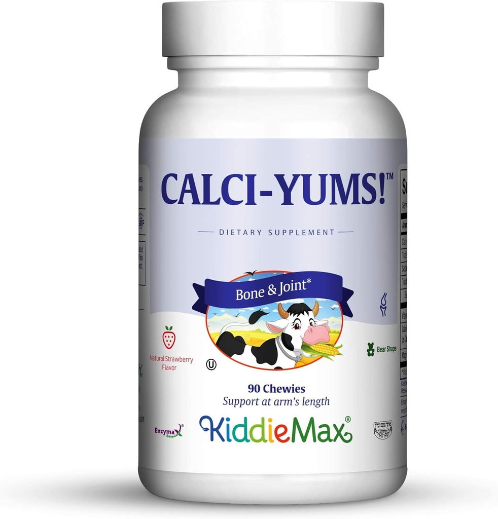 Maxi Health KiddieMax Calcium - CalciYum! - Flavored -Animal Shaped Chewies - Kosher (90 Count)