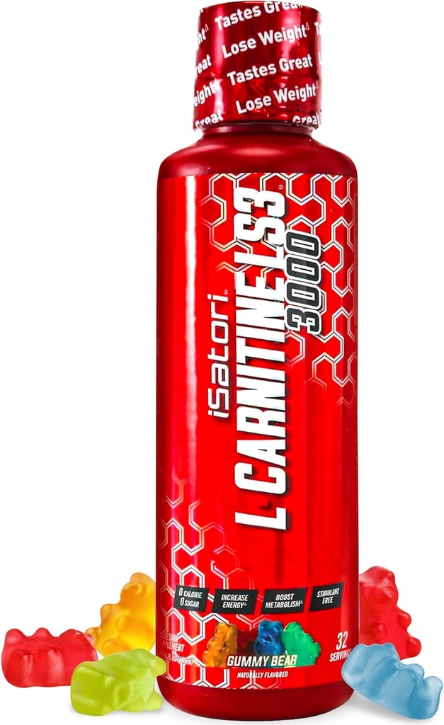 iSatori L-Carnitine LS3 3000, Triple-Blend Liquid L Carnitine Supplement, with Acetyl & Tartrate, Stimulant Free, Low Calories, Sugar & Gluten Free, Keto-Friendly, Gummy Bear Flavor (32 Servings)