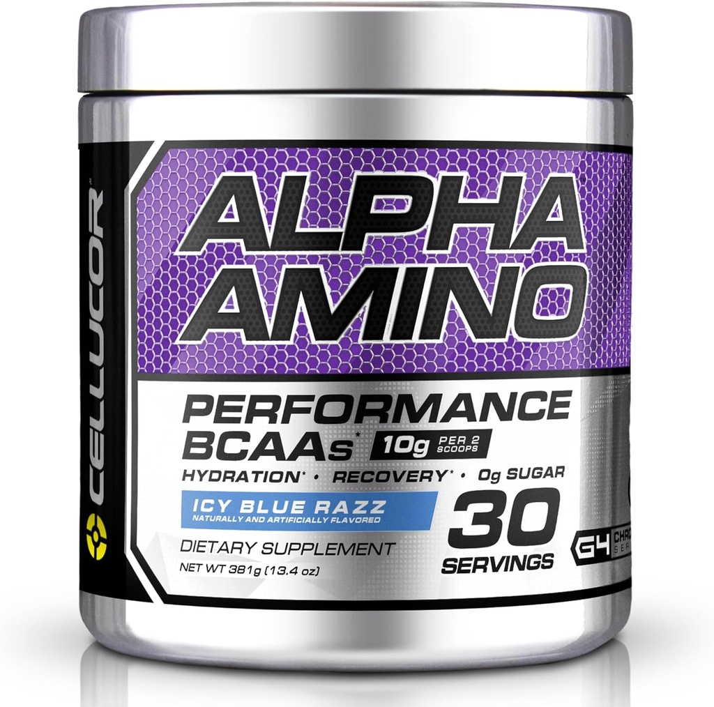 Cellucor Alpha Amino EAA & BCAA Powder | Branched Chain Essential Amino Acids + Electrolytes | ICY Blue Razz | 30 Servings