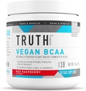 Truth Nutrition Vegan BCAA Powder- 2:1:1 Ratio Natural BCAAs Amino Acids Powder for Energy, Muscle Building, Post Workout Recovery Drink for Muscle Recovery (Red Raspberry, 30 Servings)