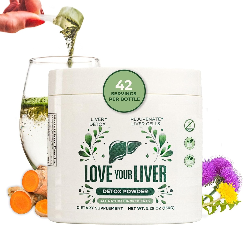 Detox Cleanse Powder - 42 Servings of Liver Cleanse Detox & Repair Powder with Milk Thistle, Dandelion Root, Turmeric, Artichoke Leaf - Liver Supplement Drink Powder for Liver Health