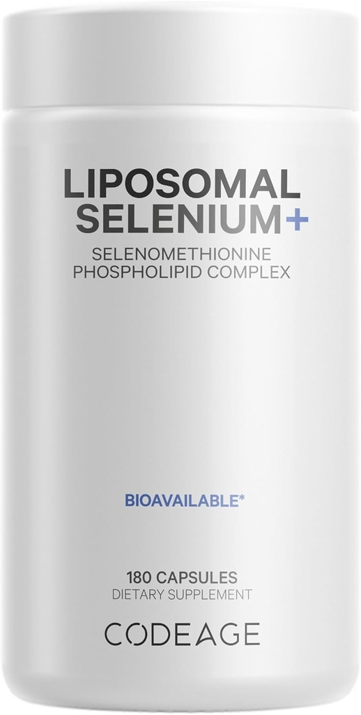 Codeage Selenium 200 mcg Supplement, 6-Month Supply, Immune Support, Mineral Cofactor Selenomethionine, Phospholipids, Vegan, Liposomal Delivery, 180 Capsules