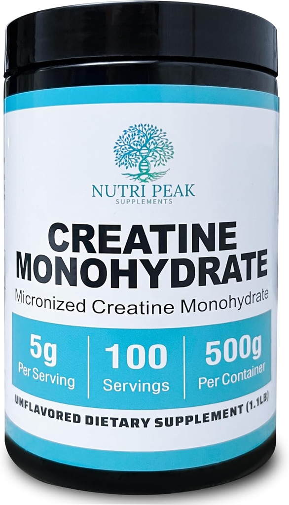 Creatine Monohydrate Micronized Powder Unflavored 500G, 5000mg Per Serv (5g), 100 Servings