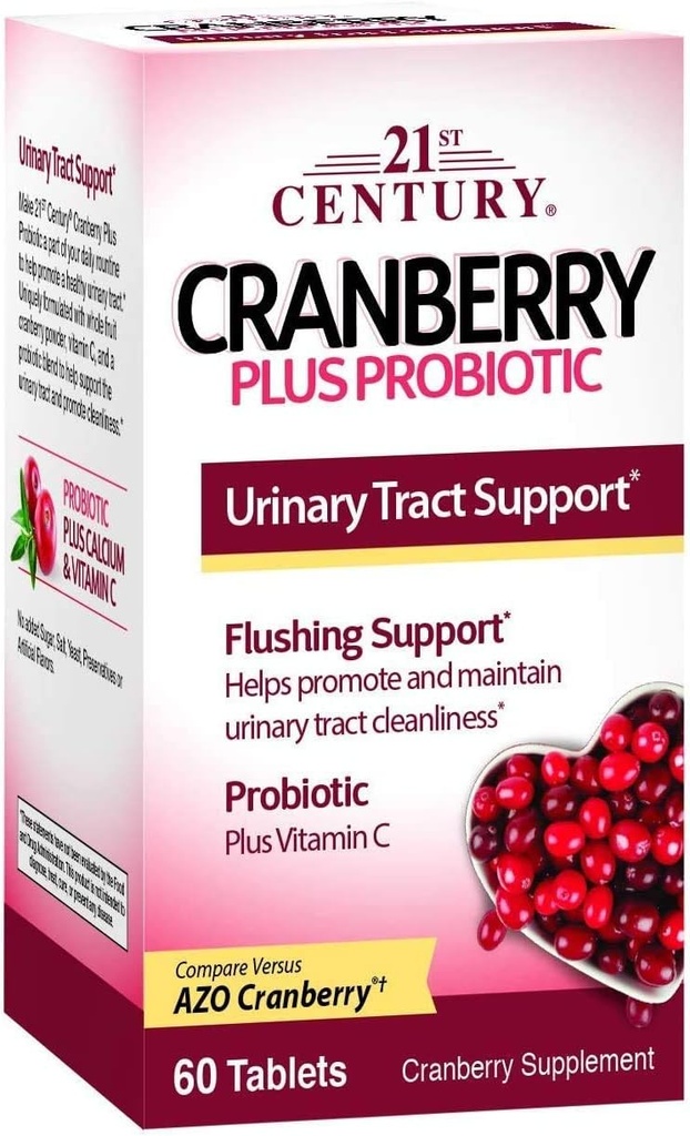 21st Century Cranberry plus Probiotic - 60 Tablets, Pack of 2