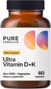 Vitamin D3 K2 Vitamin 5000 IU - VIT D3 K2 Supplement for Calcium Absorption, Bone Strength, Cardiovascular & Immune Function Support, Soy-Free, Non-GMO 60 Vegetarian Capsules