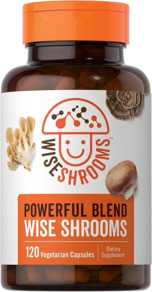 Carlyle Mushroom Complex Capsules | 1650mg | 120 Count | 8 in 1 Blend | Vegetarian, Non-GMO, Gluten Free Supplement | WiseShrooms