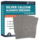Ag Silver Calcium Alginate Wound Dressing Pads, 4''x4'' Patches, 10 Individual Pack, Soft Silver Dressings for Wound Care, Gentle Highly Absorbent Dressing, Non Stick Gauze Pads for Wounds