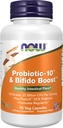 NOW Foods Supplements, Probiotic-10™ & Bifido Boost™ with 10 Strains, 25 Billion CFU Per Serving, plus PreticX™ XOS Prebiotic, 90 Veg Capsules