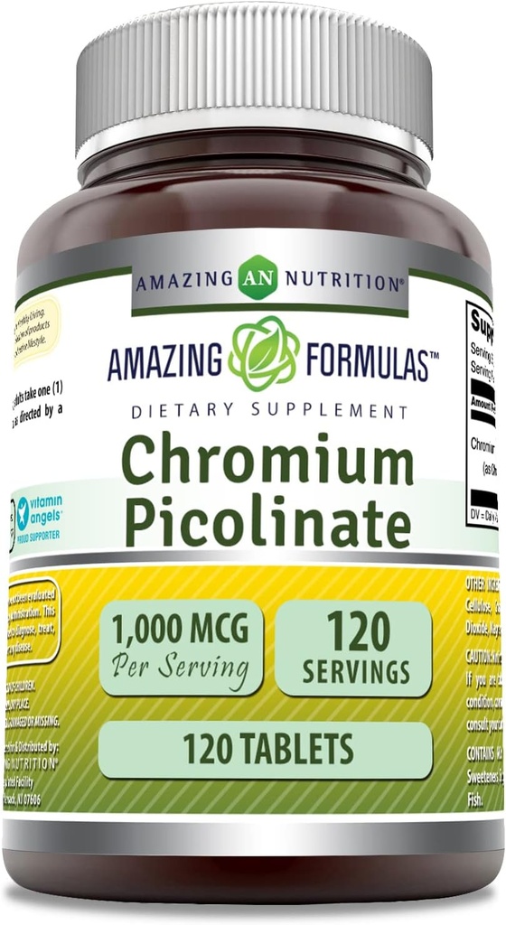 Amazing Formulas Chromium Picolinate Supplement | 1000 Mcg | 120 Tablets | Non-GMO | Gluten-Free | Made in USA