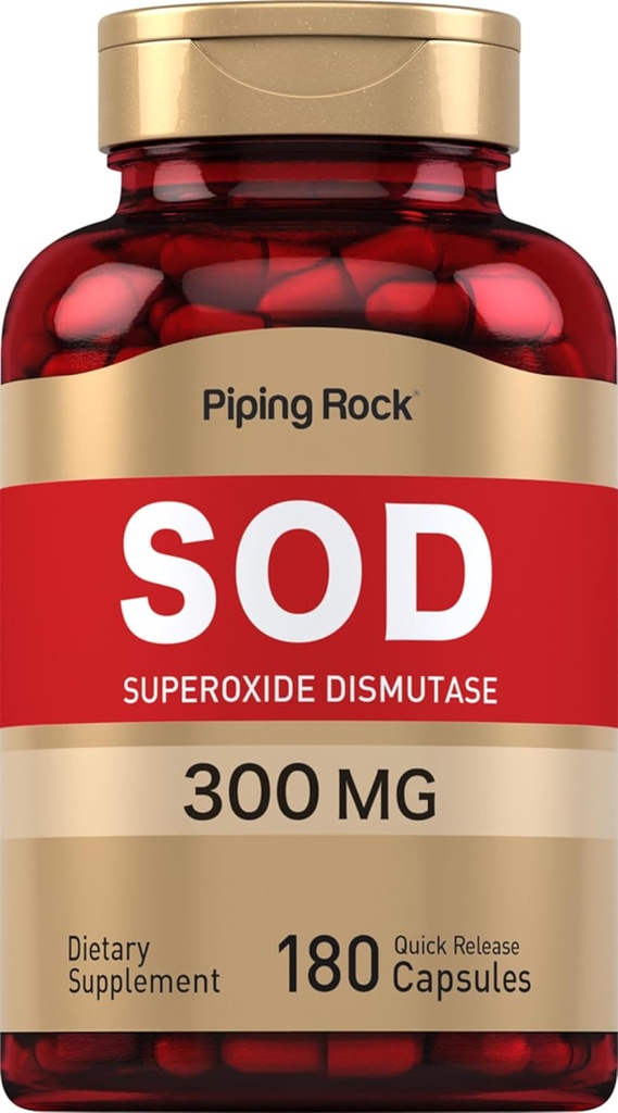 Piping Rock Superoxide Dismutase | SOD | 300 mg | 180 Capsules | Non-GMO, Gluten Free Supplement