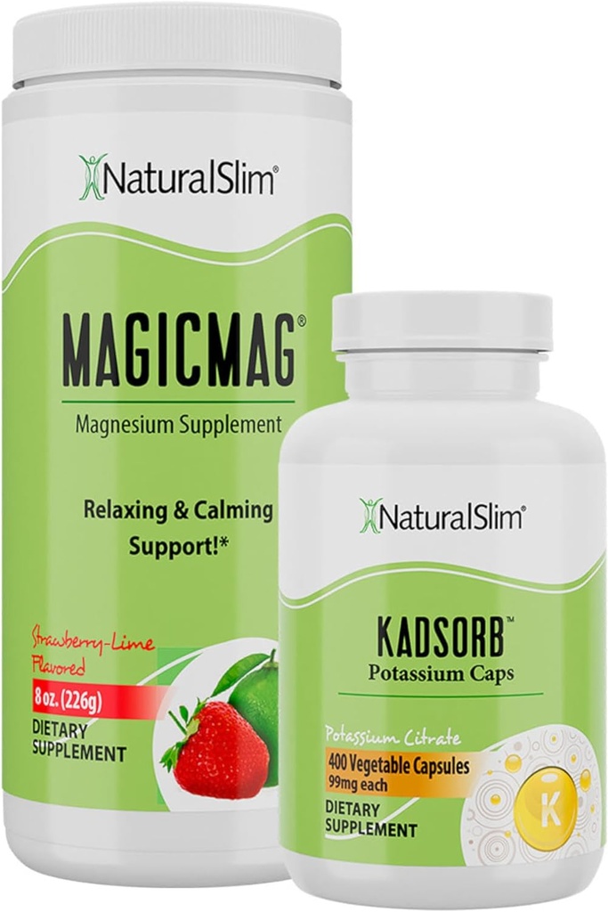Dynamic Duo MagicMag & Kadsorb - Magnesium Powder Stress & Sleep Support Drink & Potassium Caps Electrolyte Balance Normal pH Support - Natural Aid for a Slow Metabolism