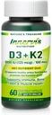 Vitamin D3 5000 IU + K2 MK-7 100mcg – Bone, Heart & Immune Support, Easy to Swallow, 60 Capsules