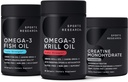 Sports Research Creatine Monohydrate Enhanced by The Omega Power House Antarctic Krill & Fish Oil with Triple Strength EPA DHA and Phospholipids, Choline & Astaxanthin - Fit for Champions