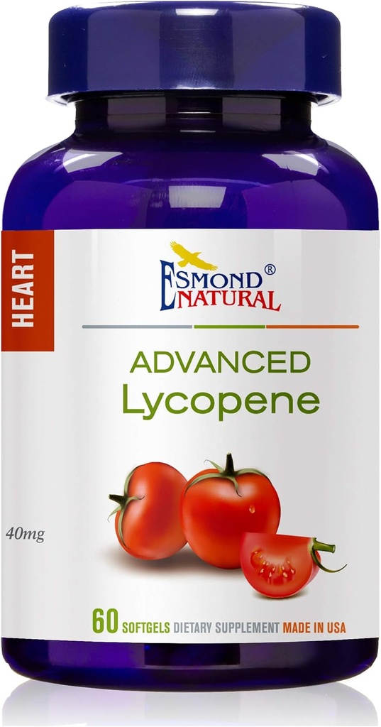(3 Pack) Esmond Natural: Advanced Lycopene (Supports Prostate and Heart Health), GMP, Natural Product Assn Certified, Made in USA - 40mg, 180 Softgels