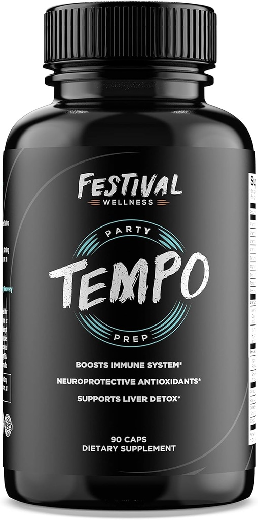 Tempo: Festival Prep | Immune Support | Pre-Festival, Rave, and Party Supplement | Neuroprotective + Boosts Immune System, Supports Liver Detox, Replenishes Electrolytes