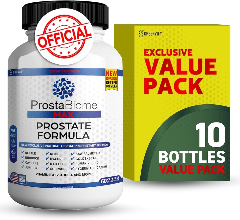 ProstaBiome Max Prostate Support Formula, Natural Herbal Blend with Saw Palmetto, 60 Capsules, 30-Day Supply (10)