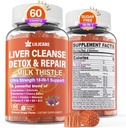 1Pack Milk Thistle Liver Detox Gummies, 18-in-1 Liver Cleanse Detox & Repair Supplement with Berberine, Chicory Root, Turmeric, Artichoke, Dandelion Root, Chanca Piedra, Vitamins B6 B12 - Sugar Free