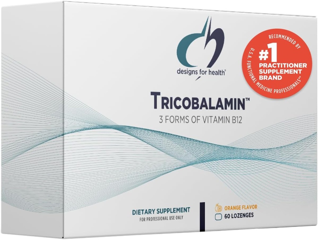 Designs for Health B12 Tricobalamin Lozenges - 3000mcg Triple B12 Quick Dissolve Tablets with Methylcobalamin, Adenosylcobalamin + Hydroxocobalamin - Natural Orange Flavor (60 Lozenges)