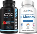 Advanced Bladder Control Supplements for Women & Men 60Ct + D Mannose Capsules - Fast Acting 1400 MG Extra Strength DMannose for Bladder Health 120 Ct