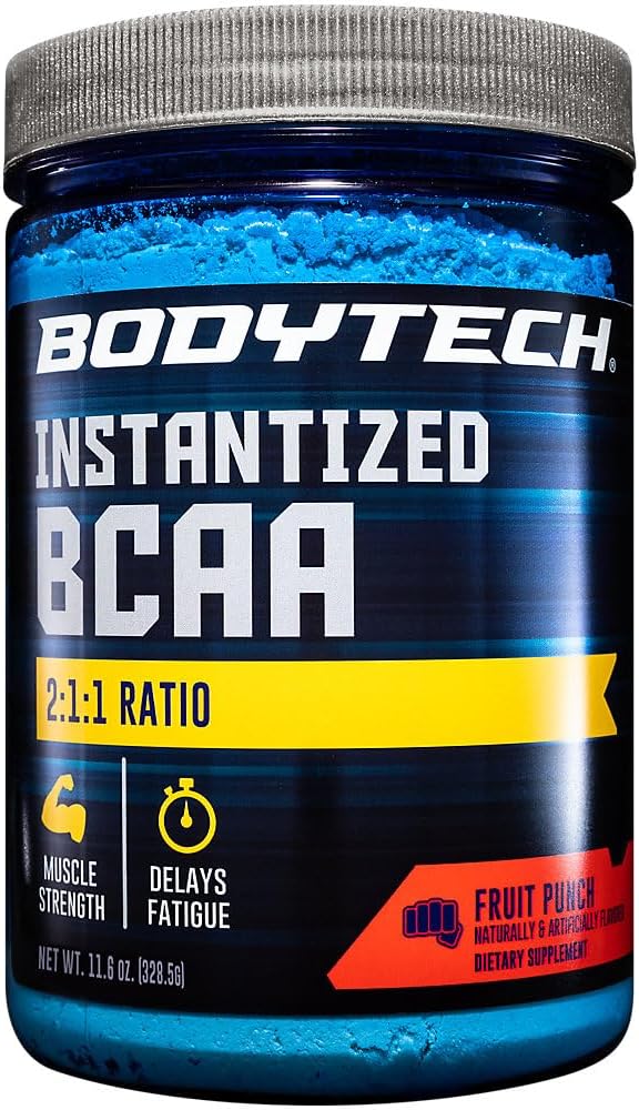 BODYTECH BCAA (Branched Chain Amino Acid) Fruit Punch - Optimal 2:1:1 Ratio - Supports Muscle Recovery & Endurance (11.5 Ounce Powder)