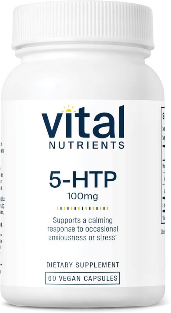 Vital Nutrients 5-HTP 100mg (5-hydroxytryptophan) | Vegan Serotonin Support Supplement* | Sleep and Stress Support | 5HTP and Vitamin B6 | Gluten, Dairy, Soy Free | Non-GMO | 60 Capsules