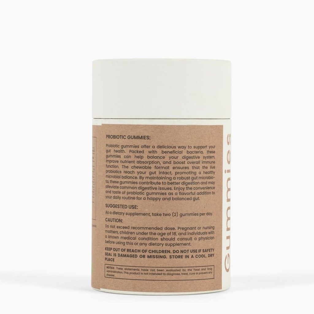 Probiotic 2B CFUs with Fiber + Lemon Balm + Chicory Root Fiber - Debloat Gummies (Vegan Probiotic Gummies)