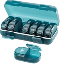 Pill Organizer 2 Times a Day, Large Weekly Pill Box 7 Day, Daily Am Pm Pill Case Dispenser with Removable Containers, Compact Medication Organizer for Vitamins, Supplements (Blue)