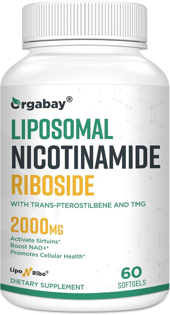 Orgabay Liposomal Nicotinamide Riboside 2000 MG with TMG and Pterostilbene, Boosting NAD+, Support Healthy Aging, 60 Count