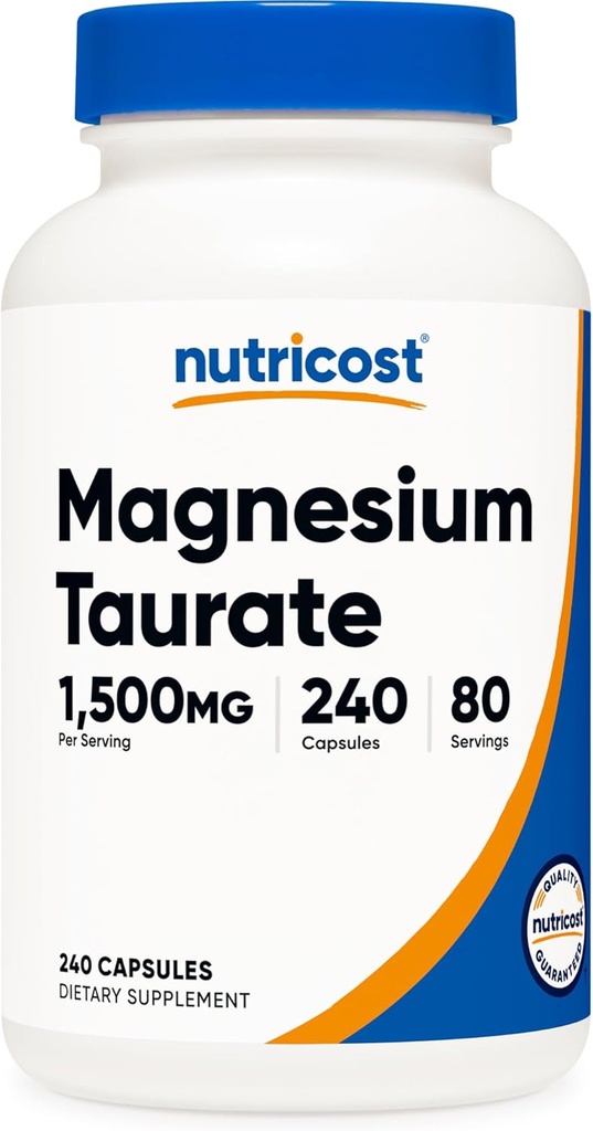 Nutricost Magnesium Taurate 1,500mg; 240 Capsules - Gluten Free, Non-GMO, Vegan, 80 Servings