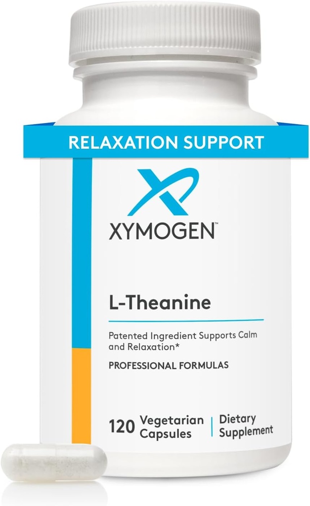 XYMOGEN L-Theanine - Patented Suntheanine L theanine 400mg Per Serving - Amino Acid Supplement to Support Calm + Relaxation Without Drowsiness, Liver Health (120 Capsules)