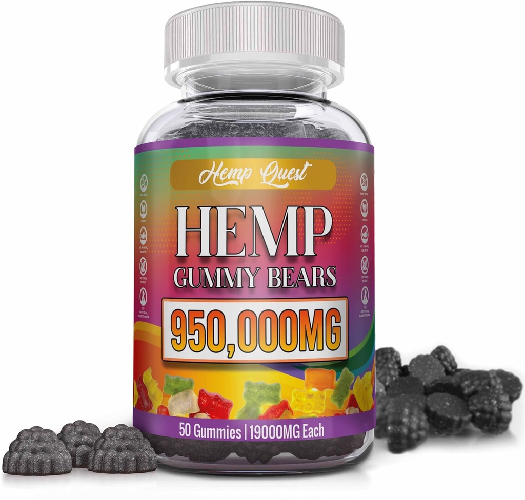 Hemp Gummies Neuropathy Nerve Support Supplement High Potency - Natural Health Pure Extra Strength with Hemp Oil Extract Vegan Edibles for Adults Vegan, Low Sugar, Made in USA