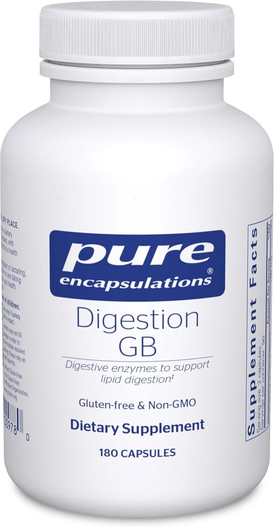 Pure Encapsulations Digestion GB - Digestive Enzyme Supplement - for Gallbladder Support & Gut Health* - with Bile Salts & Digestive Enzymes Blend - Gluten Free & Non-GMO - 180 Capsules