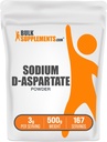 BulkSupplements.com Sodium D-Aspartate Powder - Sodium Supplements, Sodium Aspartate Powder - Electrolytes Supplement, Gluten Free, 3g per Serving, 500g (1.1 lbs) (Pack of 1)
