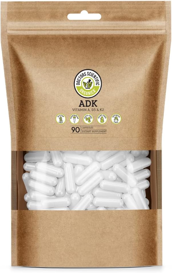 Organica DSO: ADK Vitamin Supplement - Vitamin D3 K2 and A - 90 Capsules - High Potency ADK Complex for Bone Health and Heart Health Support