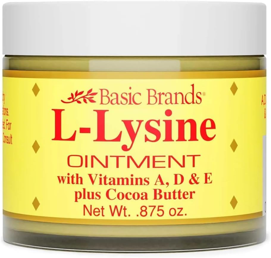 Basic Brands L-Lysine Lip Ointment with Camphor, Menthol, Vitamin A & E, 0.875 oz